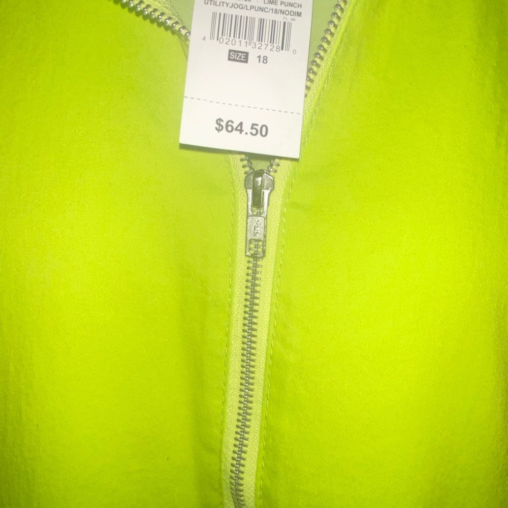 NWT- ASHLEY STEWART PLUS SIZE(18W) LIME GREEN UTILITY JUMPSUIT. - Picture 6 of 7